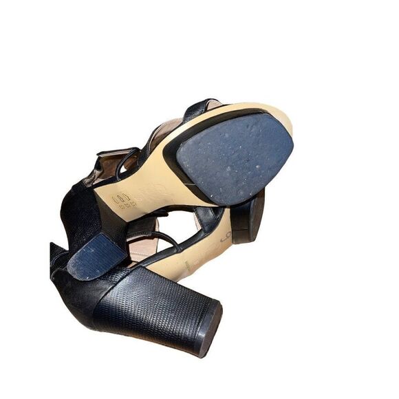 All Black Leather Strappy Heels Sandals - Picture 13 of 16